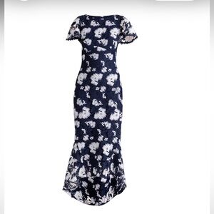 Shoshanna Blossom Genoveva Navy and White Floral Maxi Dress